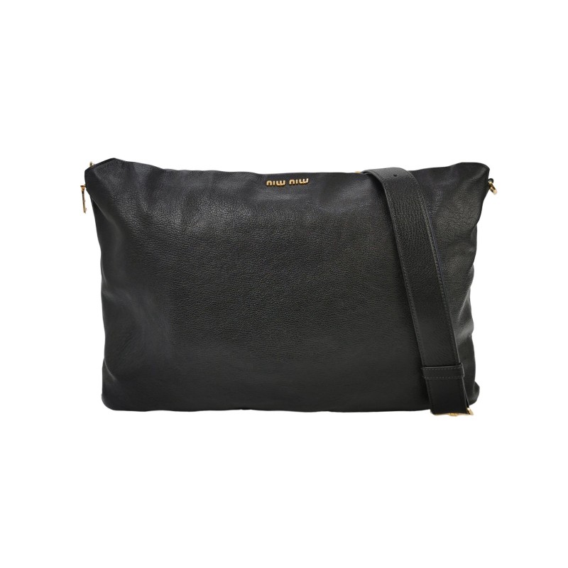 Miu Miu 羊皮拼色字母logo拉鍊肩背包-0