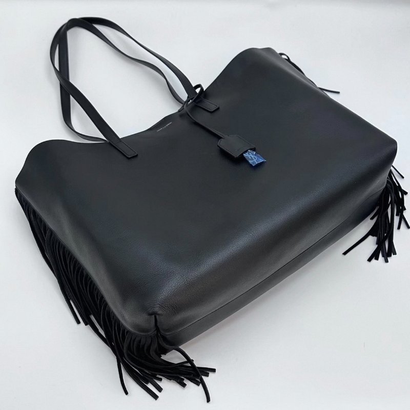 YSL 黑色燙金logo流蘇子母單肩托特包35*28*14 98新配件塵袋-1