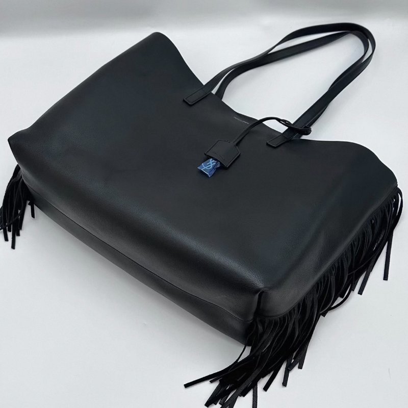 YSL 黑色燙金logo流蘇子母單肩托特包35*28*14 98新配件塵袋-2
