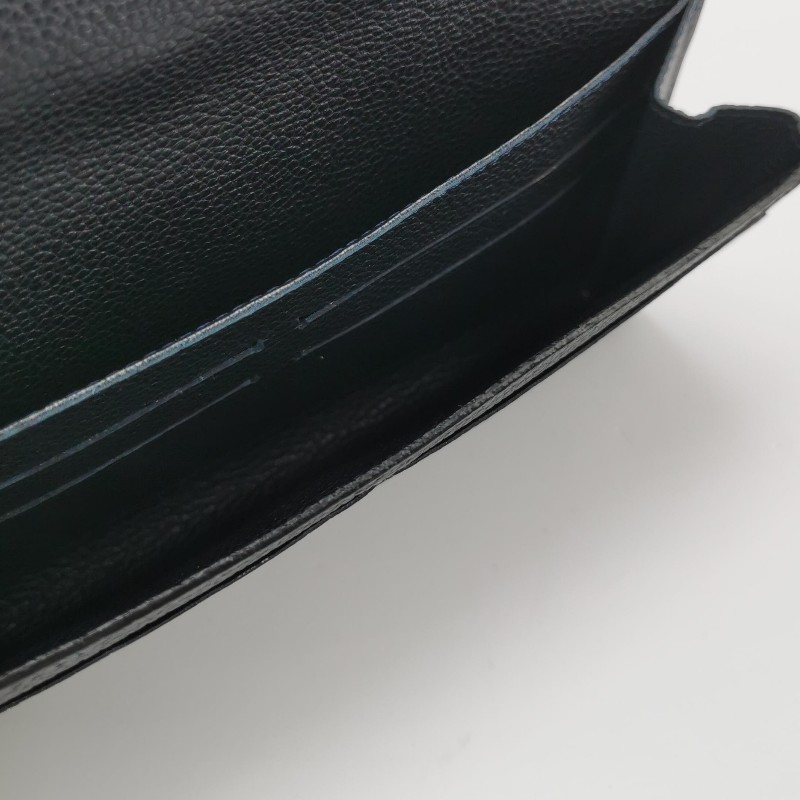 LV Josephine牛皮黑色老花壓紋按扣子母包錢包長夾-8