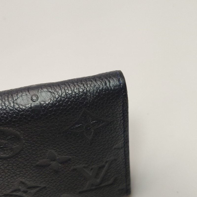 LV Josephine牛皮黑色老花壓紋按扣子母包錢包長夾-17