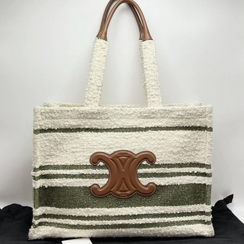 CELINE 羊絨綠大號手提托特包40*29*17 98新配件塵袋-0