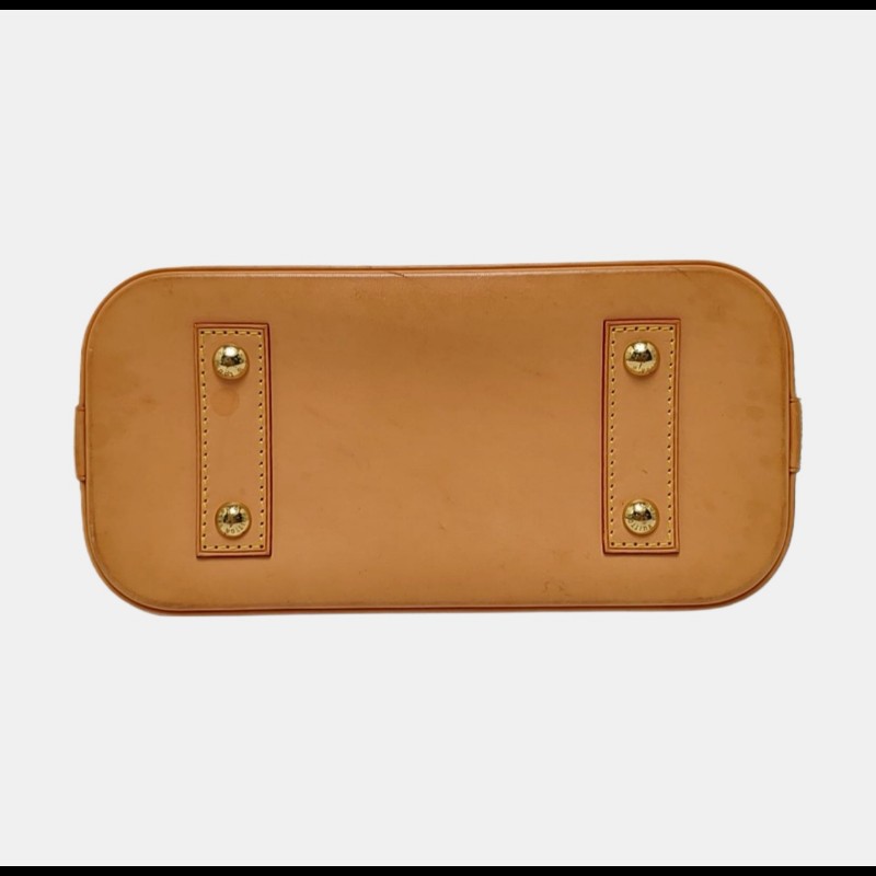 LOUIS VUITTON ALMA BB棕色塗層帆布老花貝殼包 金色五金 可拆卸肩帶-6