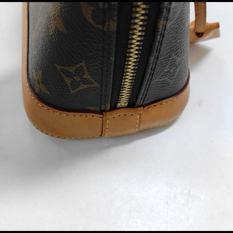 LOUIS VUITTON ALMA BB棕色塗層帆布老花貝殼包 金色五金 可拆卸肩帶-10