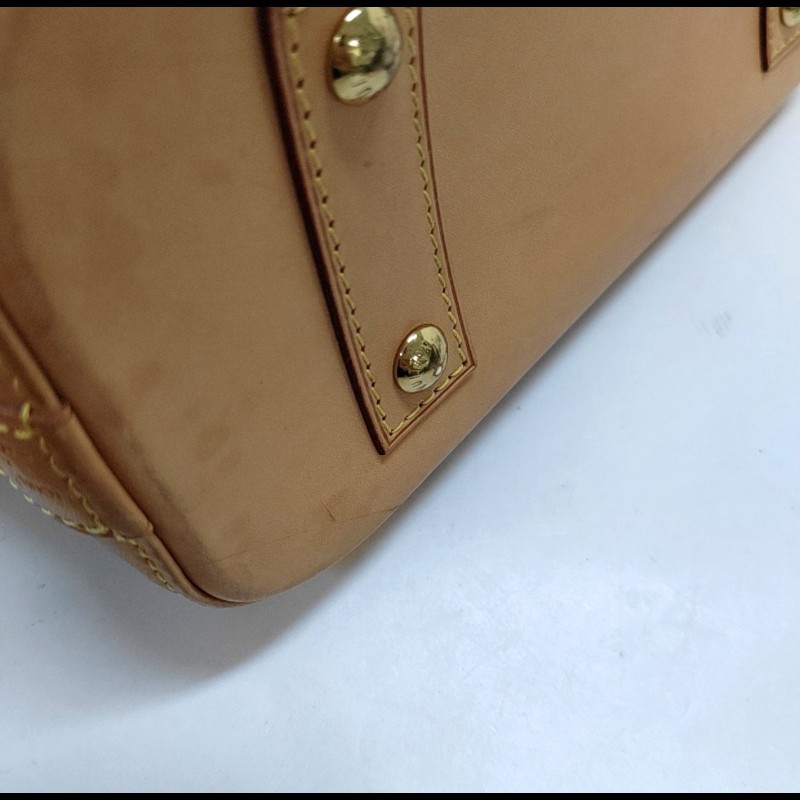 LOUIS VUITTON ALMA BB棕色塗層帆布老花貝殼包 金色五金 可拆卸肩帶-13