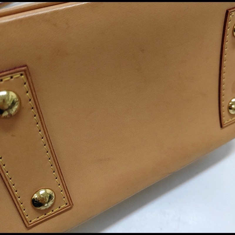 LOUIS VUITTON ALMA BB棕色塗層帆布老花貝殼包 金色五金 可拆卸肩帶-15