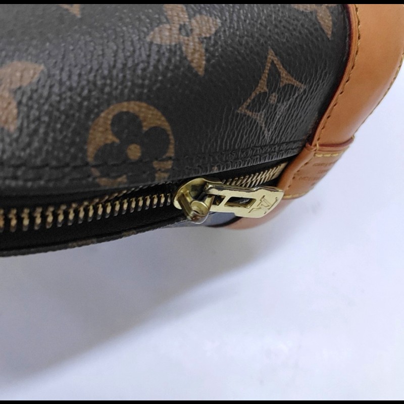 LOUIS VUITTON ALMA BB棕色塗層帆布老花貝殼包 金色五金 可拆卸肩帶-16