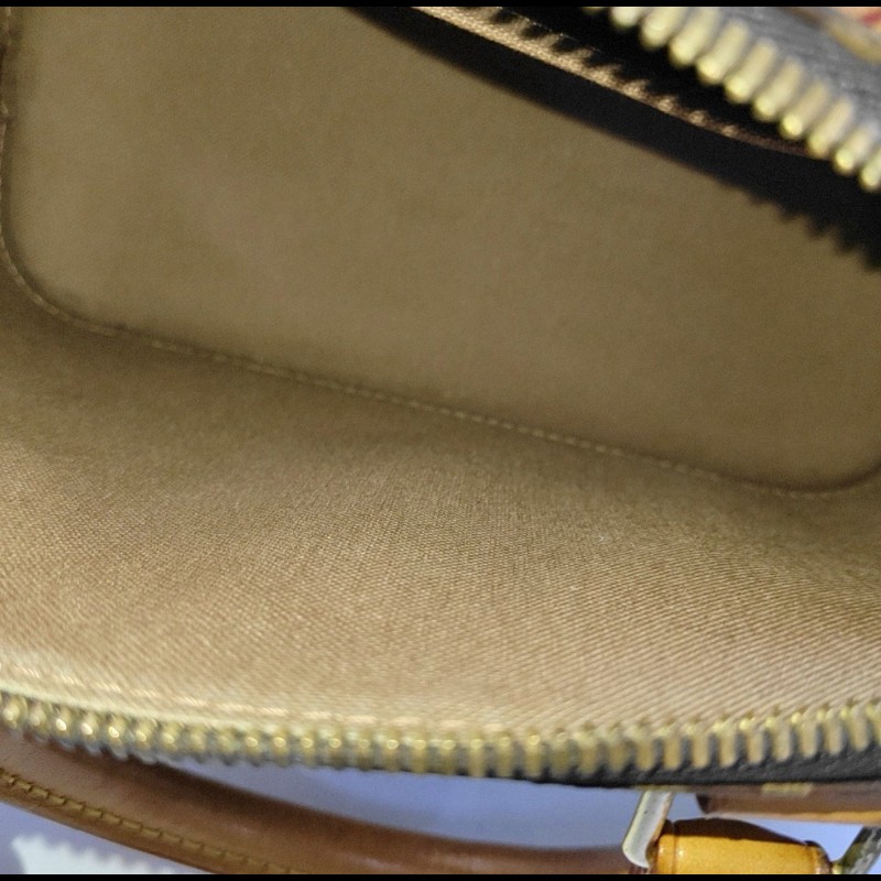 LOUIS VUITTON ALMA BB棕色塗層帆布老花貝殼包 金色五金 可拆卸肩帶-17