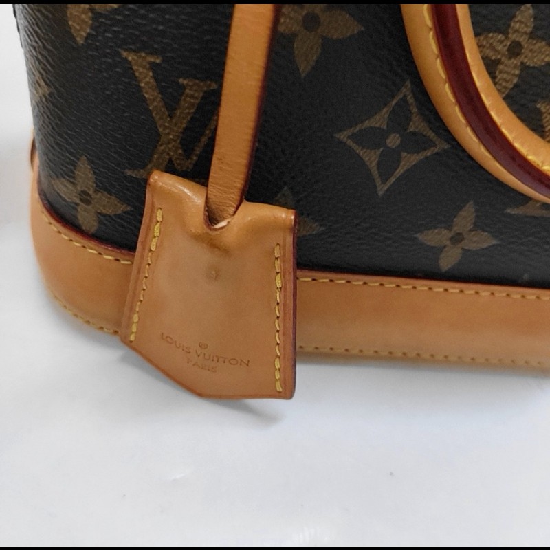LOUIS VUITTON ALMA BB棕色塗層帆布老花貝殼包 金色五金 可拆卸肩帶-18
