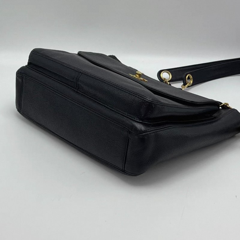 CHANEL 中古黑金荔枝牛皮奶粉包肩背斜背包27*21*11 98新配件保卡塵袋-1