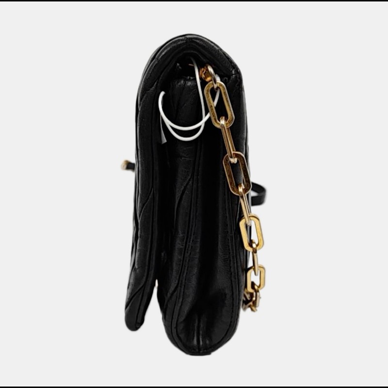 Miu Miu 黑色牛皮绗縫單肩包金色五金可拆卸肩帶-2