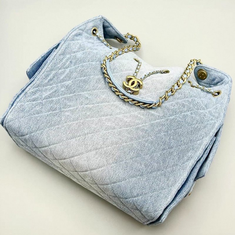 CHANEL 丹寧牛仔25bag中號肩背斜背包30*40*15 99新配件塵袋-1