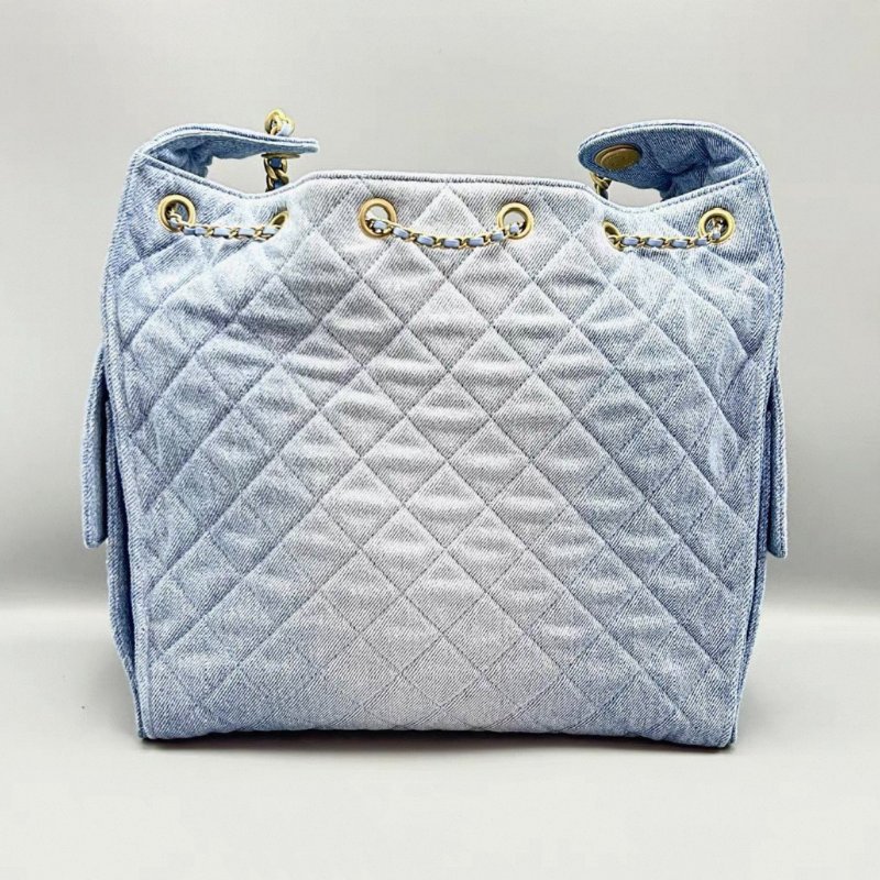 CHANEL 丹寧牛仔25bag中號肩背斜背包30*40*15 99新配件塵袋-5