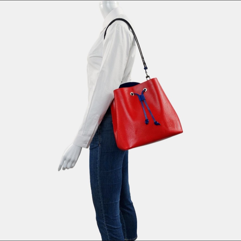 LOUIS VUITTON NÉONOÉ中號紅色 EPI牛皮水波纹水桶包 銀色五金 2條可拆卸肩帶-1