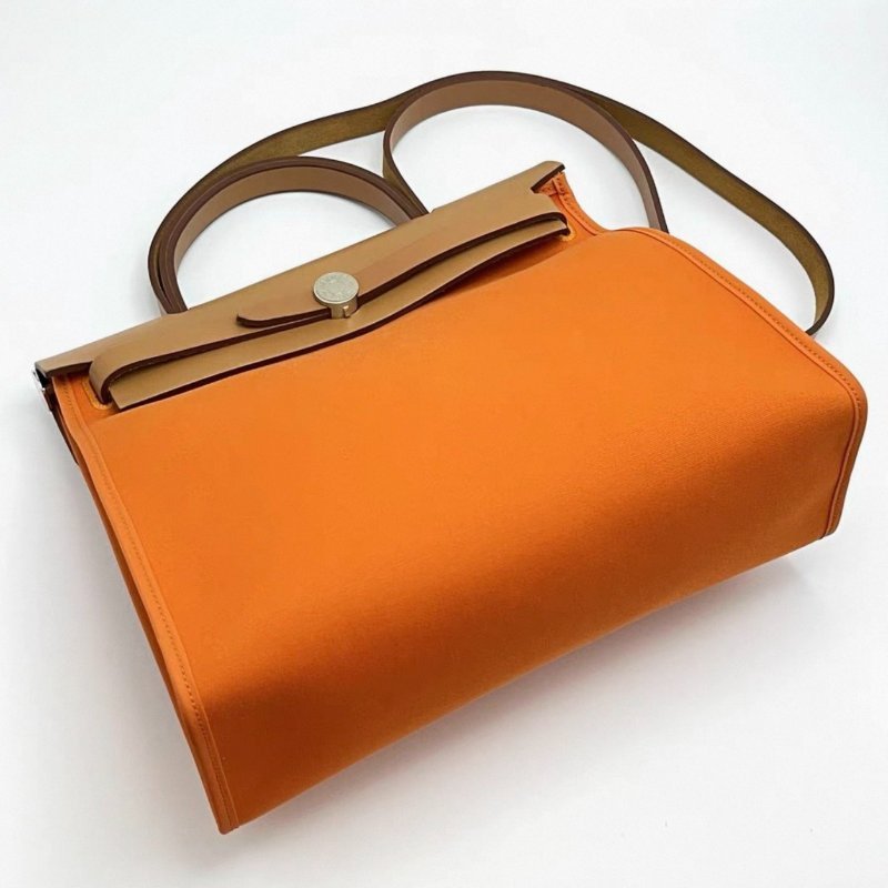HERMES 橘色銀扣herbag31子母手提肩背包31*24*11 99新配件塵袋鑰匙鎖-2