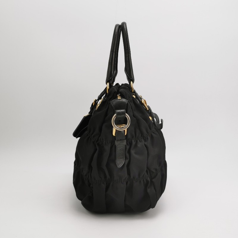 Prada Gaufre羊皮尼龍布字母Logo皺褶手提包 肩背包-2