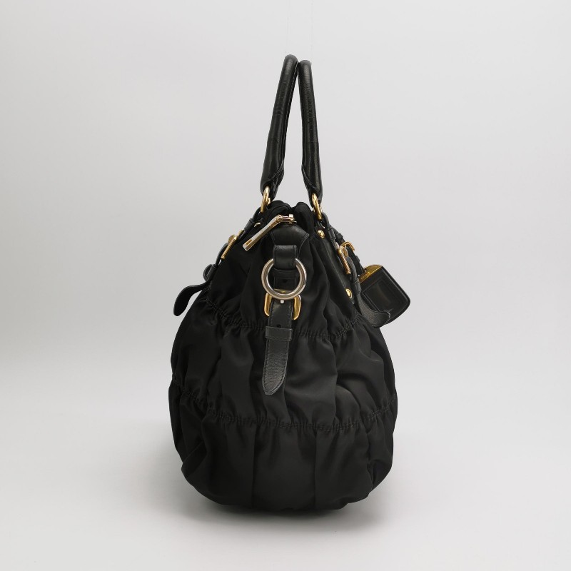 Prada Gaufre羊皮尼龍布字母Logo皺褶手提包 肩背包-3