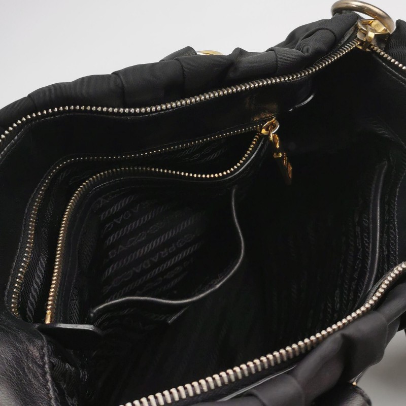 Prada Gaufre羊皮尼龍布字母Logo皺褶手提包 肩背包-7