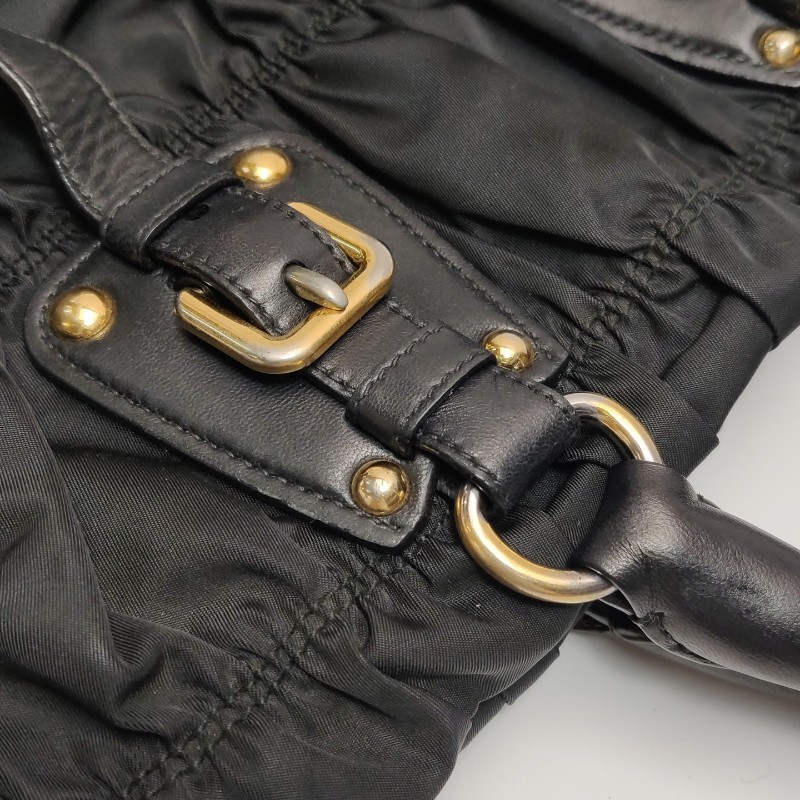 Prada Gaufre羊皮尼龍布字母Logo皺褶手提包 肩背包-14