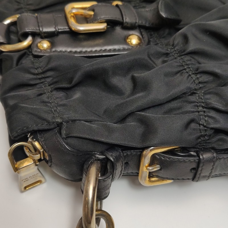 Prada Gaufre羊皮尼龍布字母Logo皺褶手提包 肩背包-16