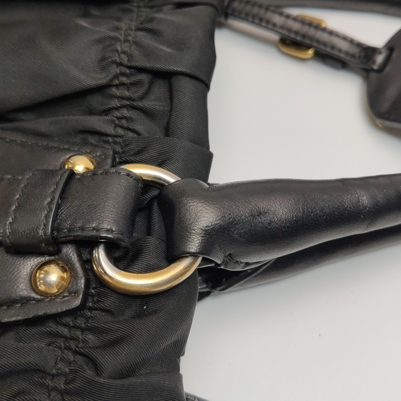 Prada Gaufre羊皮尼龍布字母Logo皺褶手提包 肩背包-19