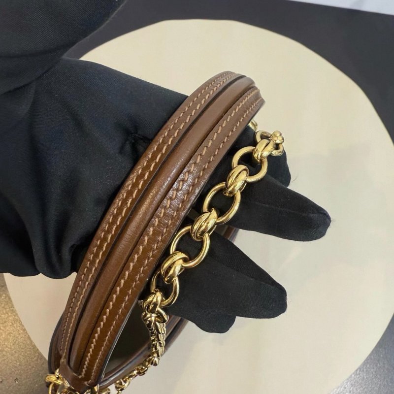 Gucci 老花拼皮棕色水桶包 24*22 99新配件塵袋-4