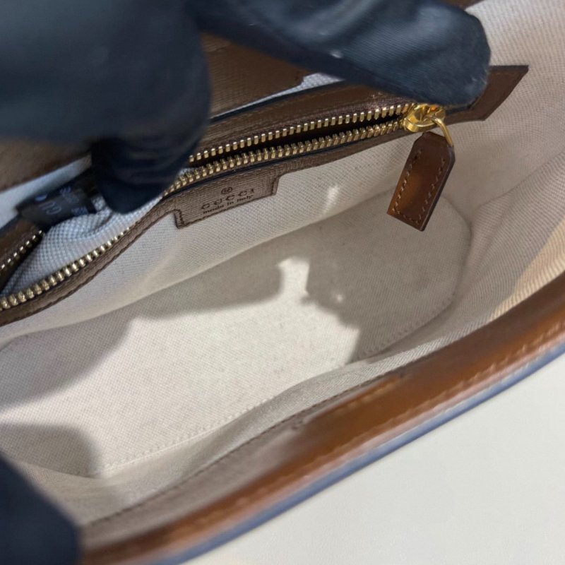 Gucci 老花拼皮棕色水桶包 24*22 99新配件塵袋-6