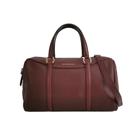 Burberry 牛皮純色字母logo拉鍊肩背包手提包