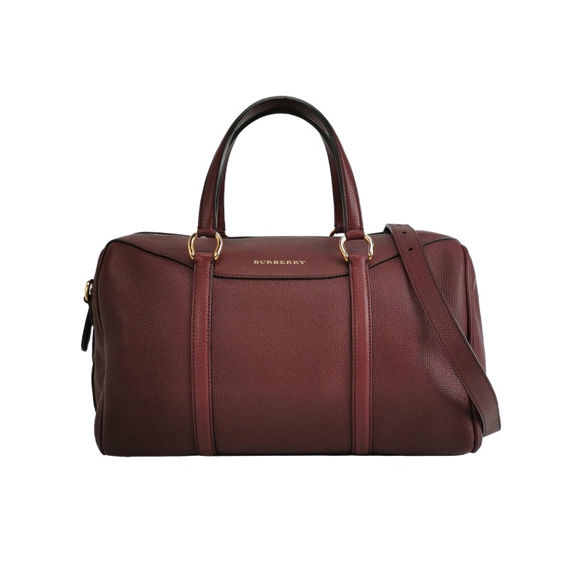 Burberry 牛皮純色字母logo拉鍊肩背包手提包-0