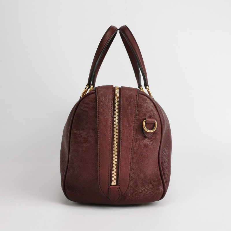 Burberry 牛皮純色字母logo拉鍊肩背包手提包-2