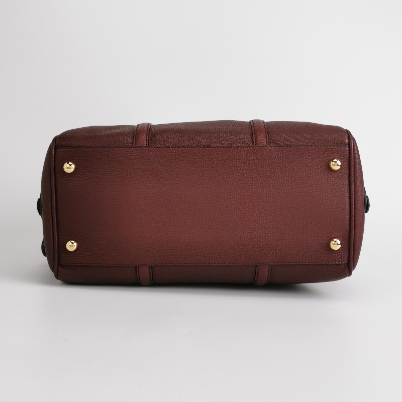 Burberry 牛皮純色字母logo拉鍊肩背包手提包-5