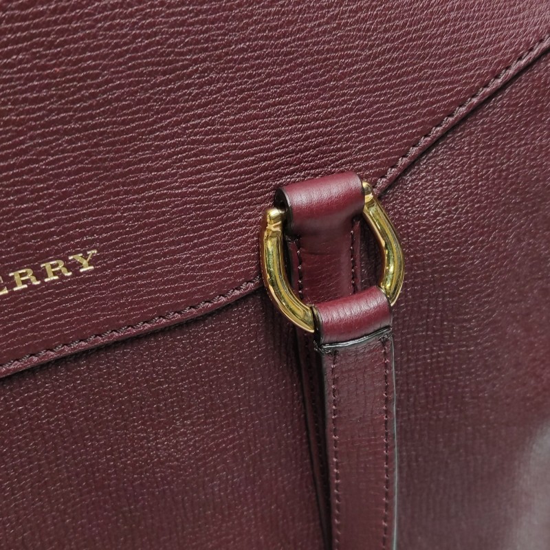 Burberry 牛皮純色字母logo拉鍊肩背包手提包-12