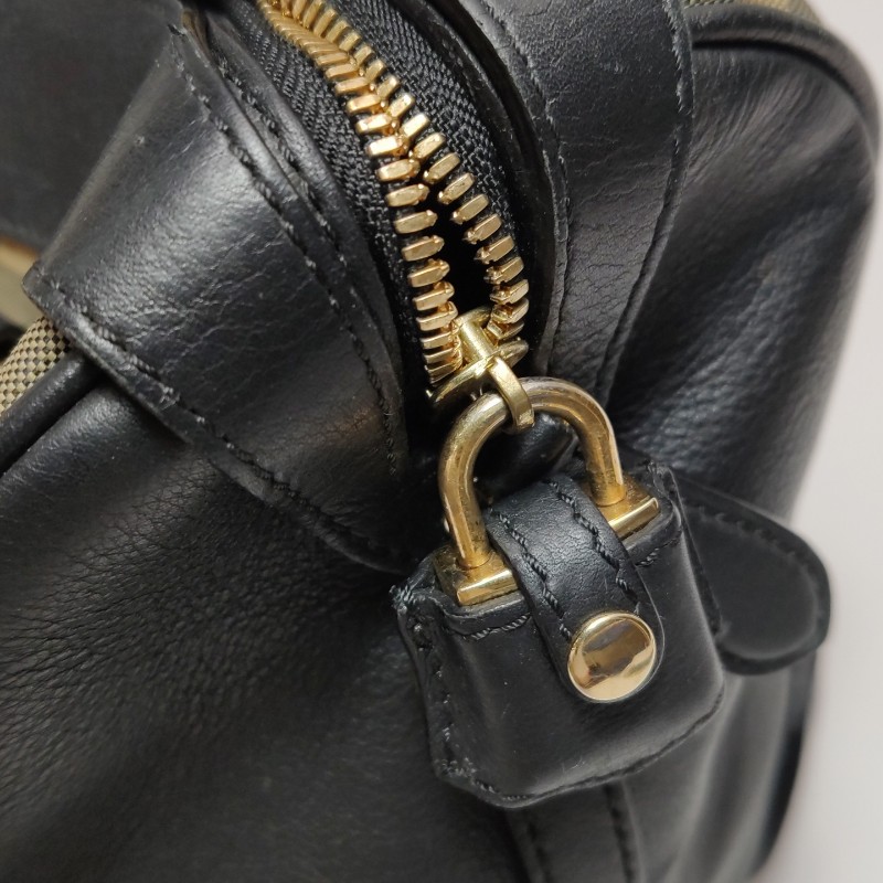 Burberry 牛皮尼龍布拼色格紋拉鍊 手提包肩背包-9