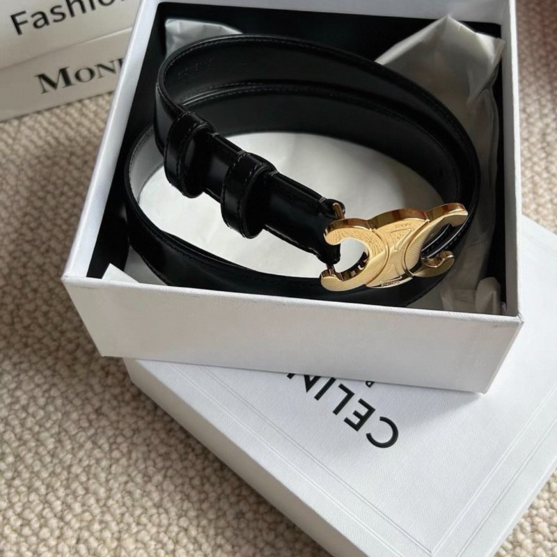 celine 金扣box皮雙面皮帶,寬2.5公分 75公分 全新閒置配件盒子塵袋-2