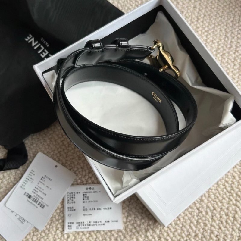 celine 金扣box皮雙面皮帶,寬2.5公分 75公分 全新閒置配件盒子塵袋-4