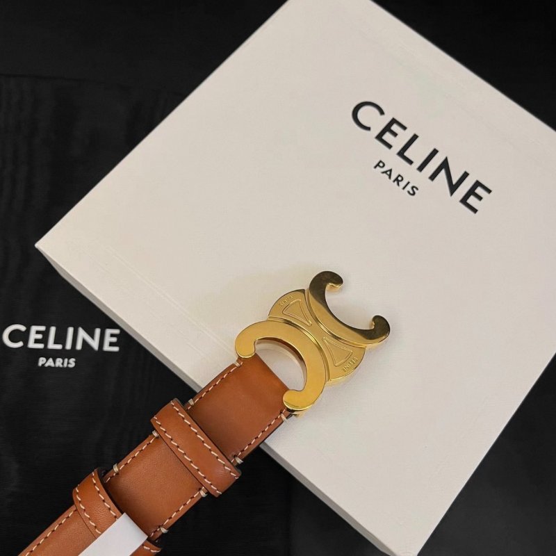celine 金扣box皮雙面皮帶,寬2.5公分 75公分 全新閒置配件盒子塵袋-6