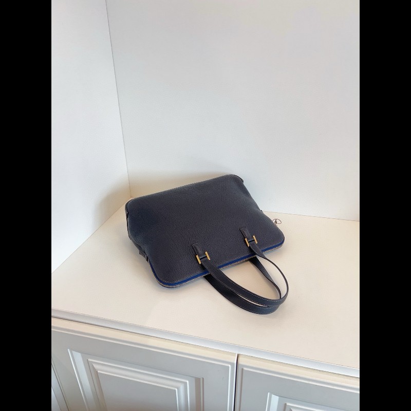 Hermes 愛馬仕午夜藍 保齡球 手提包電腦公事包-2