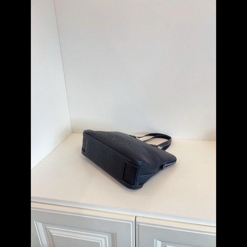 Hermes 愛馬仕午夜藍 保齡球 手提包電腦公事包-4