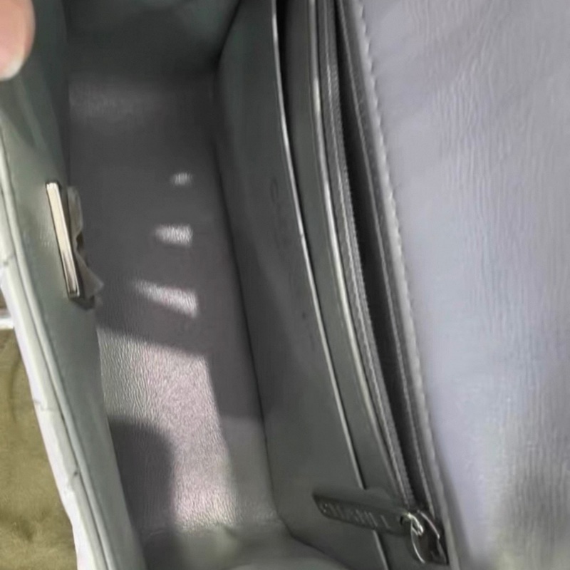 chanel/香奈兒 Classic Flap CF 牛皮方胖子 幻彩人魚姬拼銀白色 芯片款-5