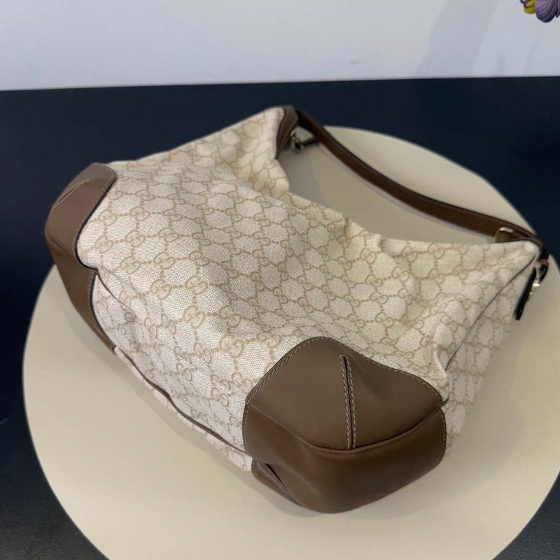 Gucci 老花拼皮hobo腋下斜背包34*30cm 98新配件塵袋-0