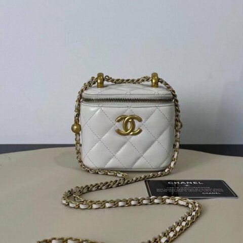 CHANEL 手工坊21A雙金球mini小盒子包 8.5*11*7cm 98新配件塵袋
