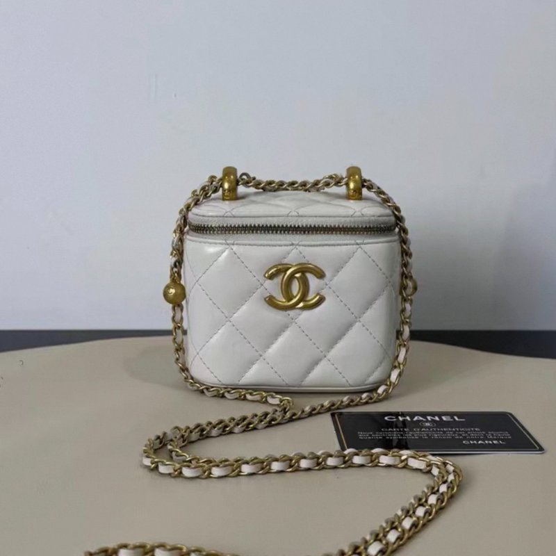 CHANEL 手工坊21A雙金球mini小盒子包 8.5*11*7cm 98新配件塵袋-0