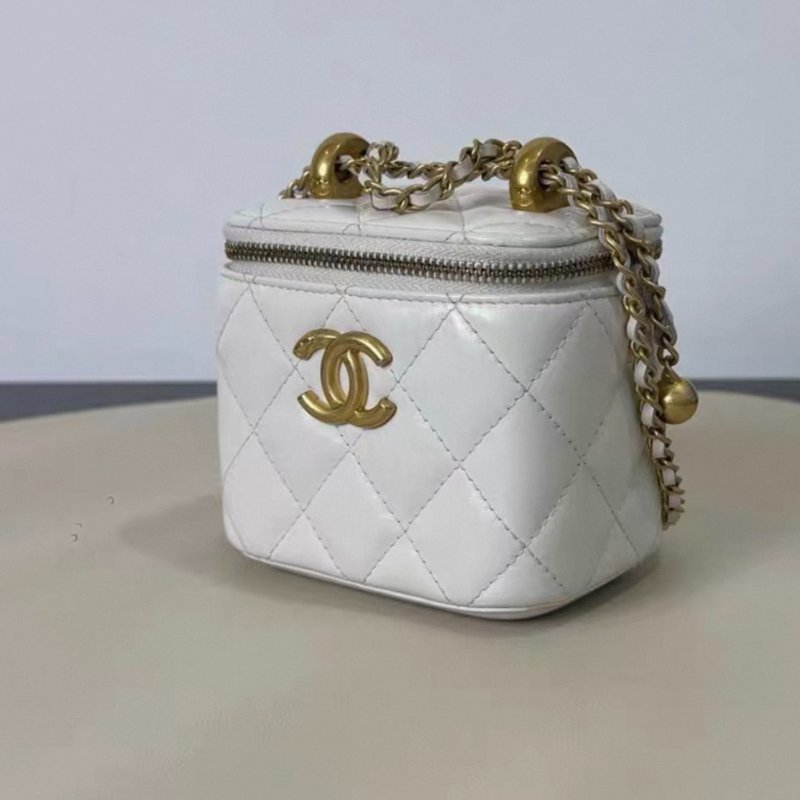 CHANEL 手工坊21A雙金球mini小盒子包 8.5*11*7cm 98新配件塵袋-1