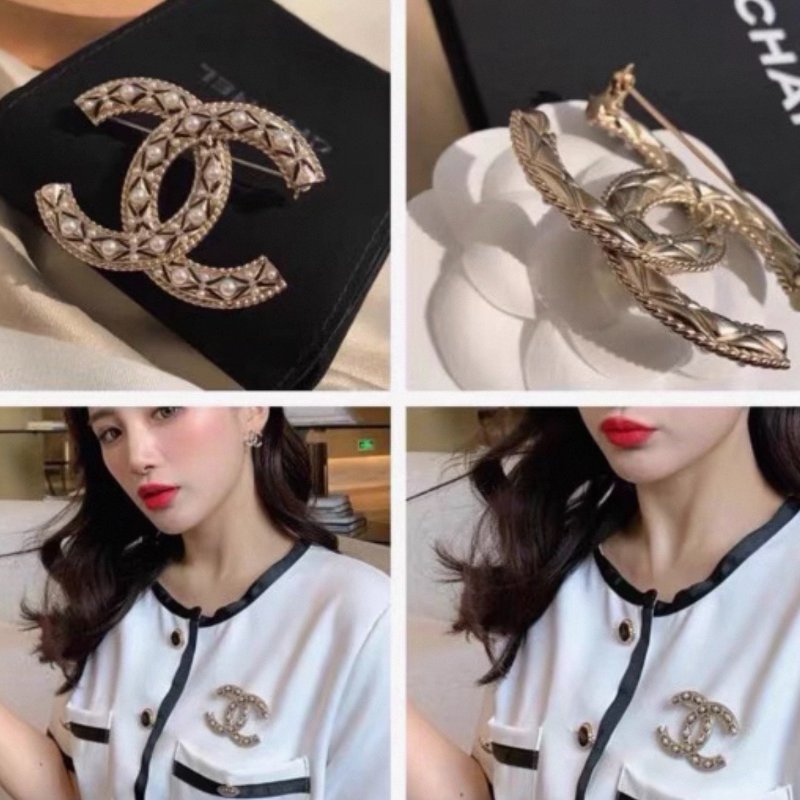 Chanel 麥穗胸針雙c珍珠大號胸針 99新配件塵袋-1