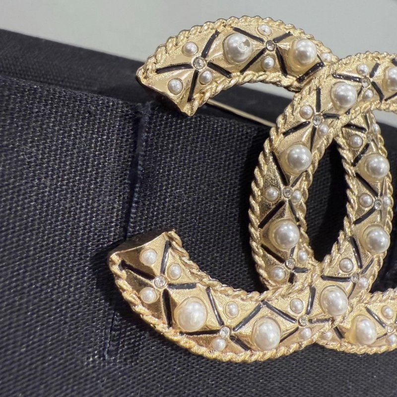 Chanel 麥穗胸針雙c珍珠大號胸針 99新配件塵袋-3