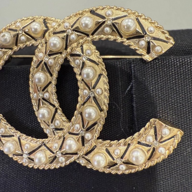 Chanel 麥穗胸針雙c珍珠大號胸針 99新配件塵袋-6