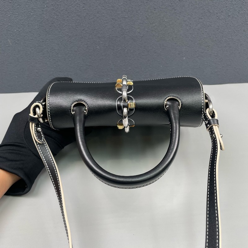 LV路易威登 老花拼黑色chain it鎖頭郵差包-5