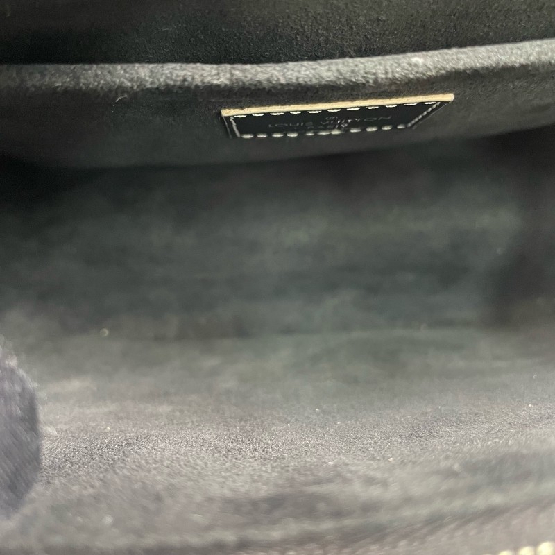 LV路易威登 老花拼黑色chain it鎖頭郵差包-7