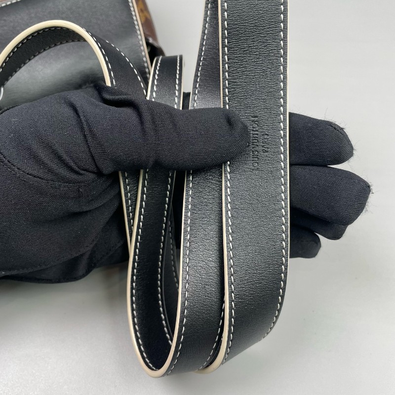 LV路易威登 老花拼黑色chain it鎖頭郵差包-8