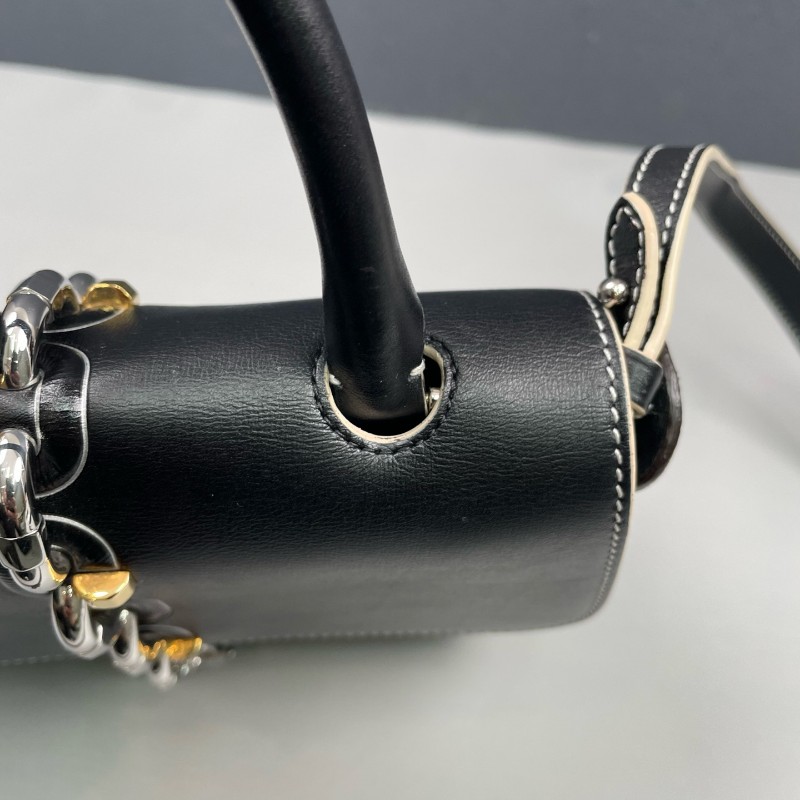 LV路易威登 老花拼黑色chain it鎖頭郵差包-15